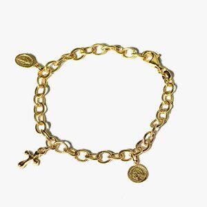 14k Gold Chain Link Cross and medal Charm/Bracelet